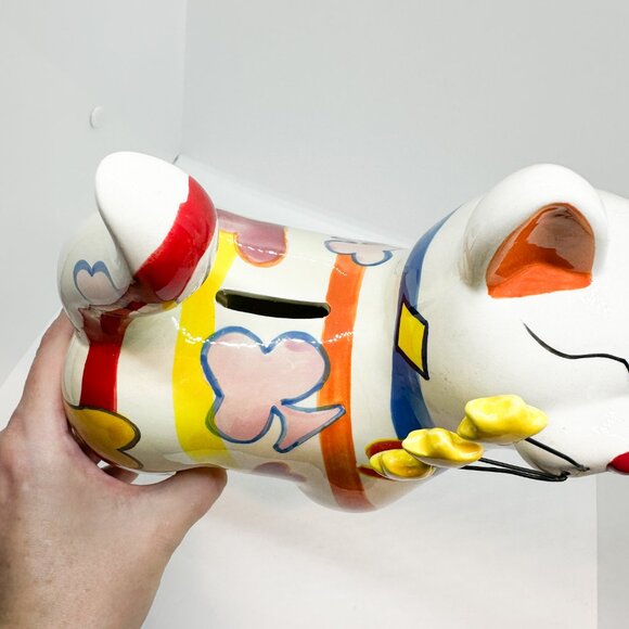 Vintage Ceramic Hobbist Cat Bank Stars Rainbow Whimsyclay Celestial 90s - Picture 6 of 7